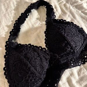 Aeropostale Black Lace Halter Bralette Size S